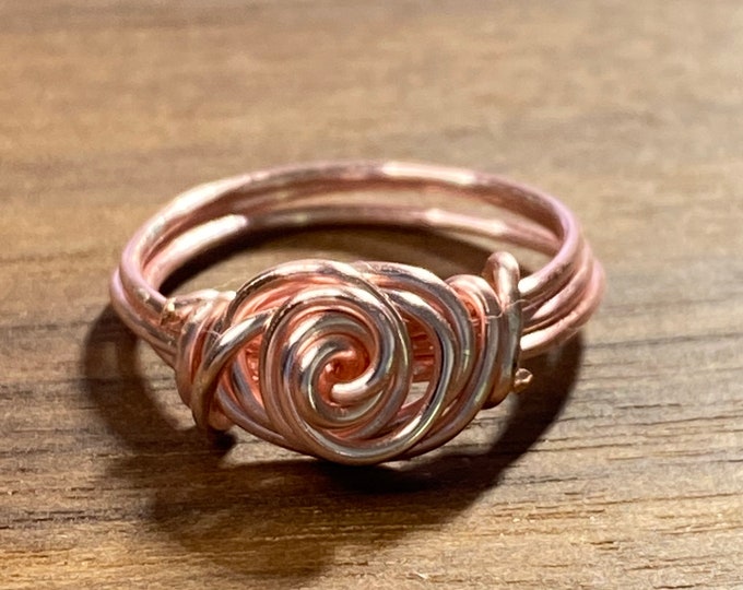 Spiral Rose Wire Ring, Dainty Ring, Handmade ring, Silver ring, Gold Ring, Rose Gold Ring, minimalist jewelry, Wire Rose Ring