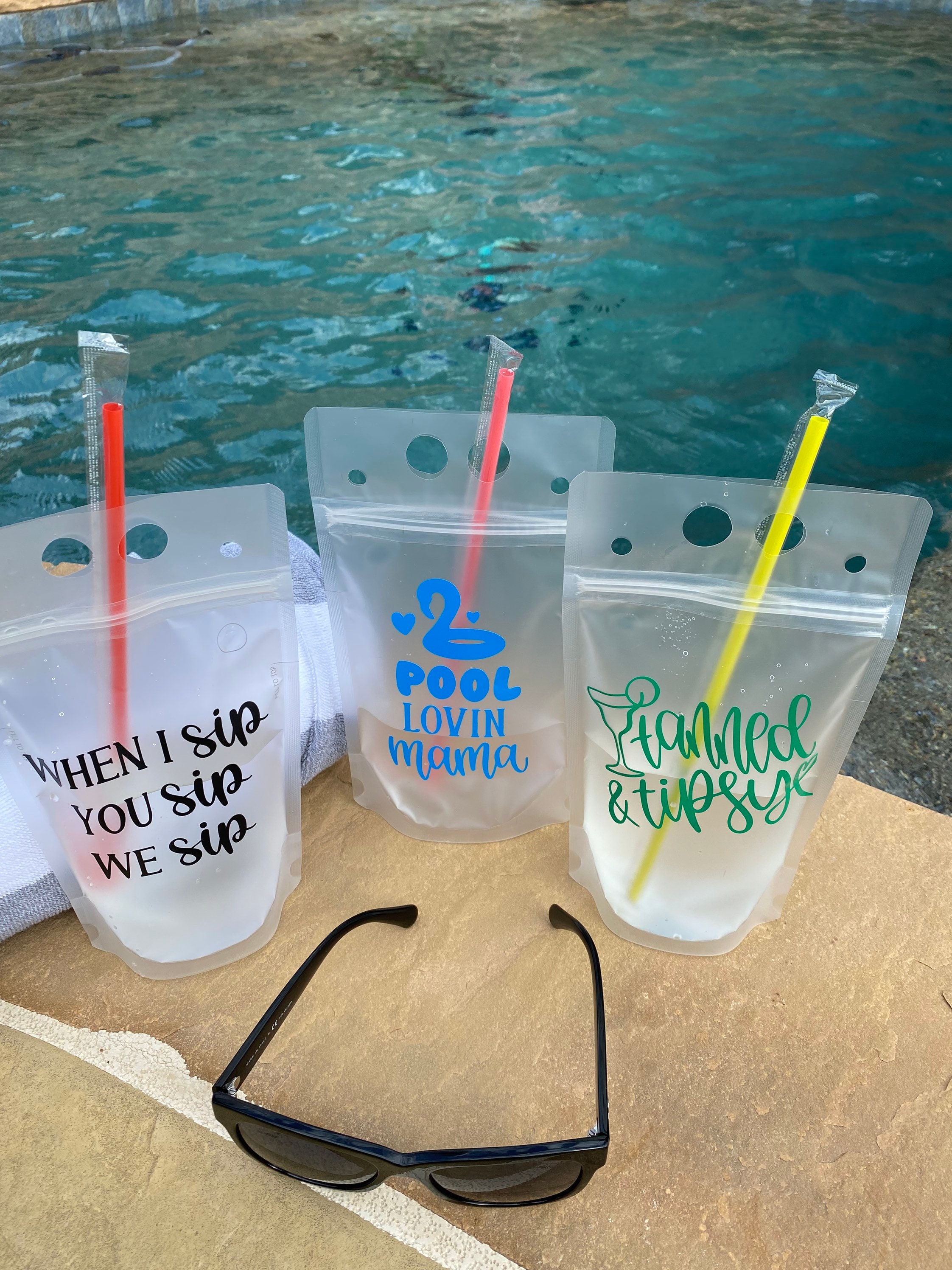 Drink Pouches, Juice Pouches, Alcohol Drink Pouches, Reusable Drink Pouch, Pool Party Cup, Adult Juice Pouch, Party Cups