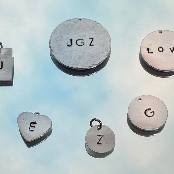 Initial Charms, Hand Stamped Charms, Stamped Initial Charm, Monogram charm