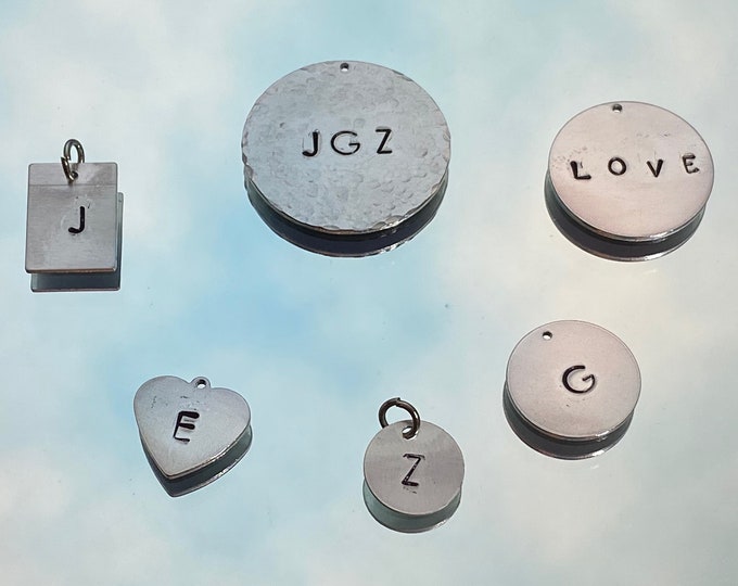Initial Charms, Hand Stamped Charms, Stamped Initial Charm, Monogram charm