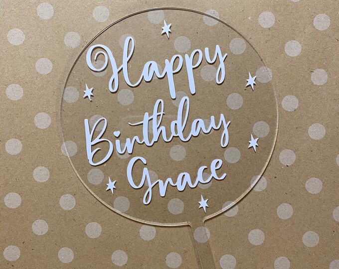Custom Acrylic Cake Topper, Circle Acrylic Cake Topper, Hexagon Acrylic Cake Topper