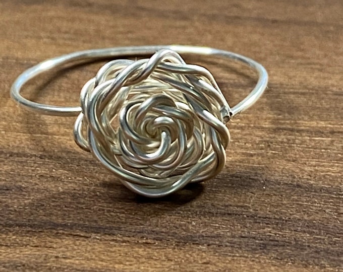 Silver Rose Wire Ring Handmade, Dainty Ring, minimalist jewelry