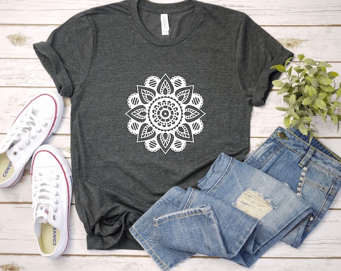 Mandala T Shirt, Mandala Graphic Tee, Cute Spring Shirt, Cute Shirt for Woman, Cute Mandala Shirt, Gifts for Her