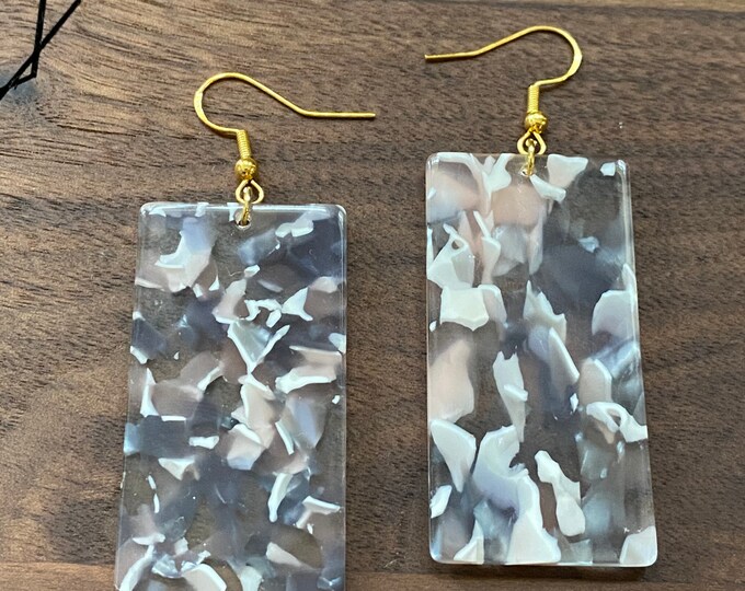 Rectangle earrings, dangle earrings, earrings, resin earrings