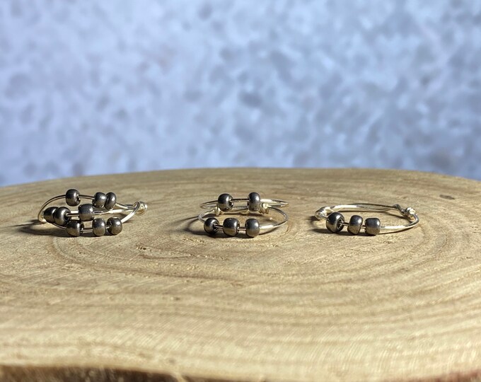 Anxiety ring, Fidget spinner ring, Anxiety Fidget spinning ring, Spinning bead ring, Anxiety relief tool, midi, Silver ring