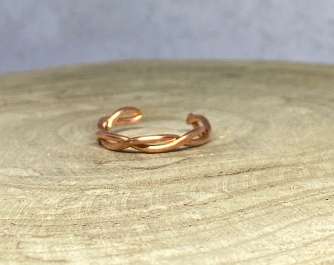 Twisted Copper Ring, Double Braided Copper Ring, Adjustable Copper Ring, Adjustable Ring, Copper Band,Solid Copper Ring
