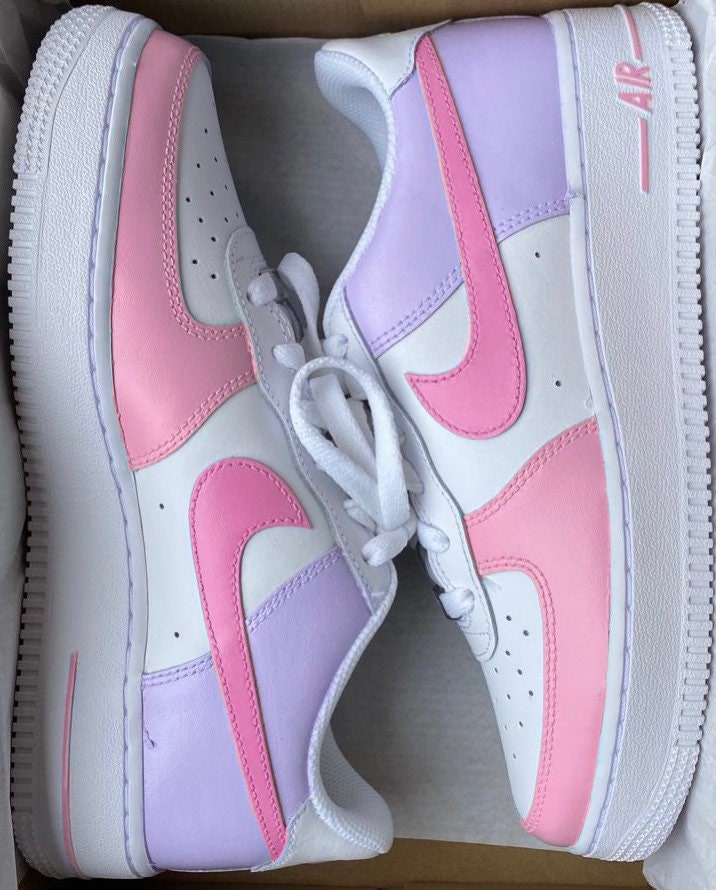 white pink and purple air force ones