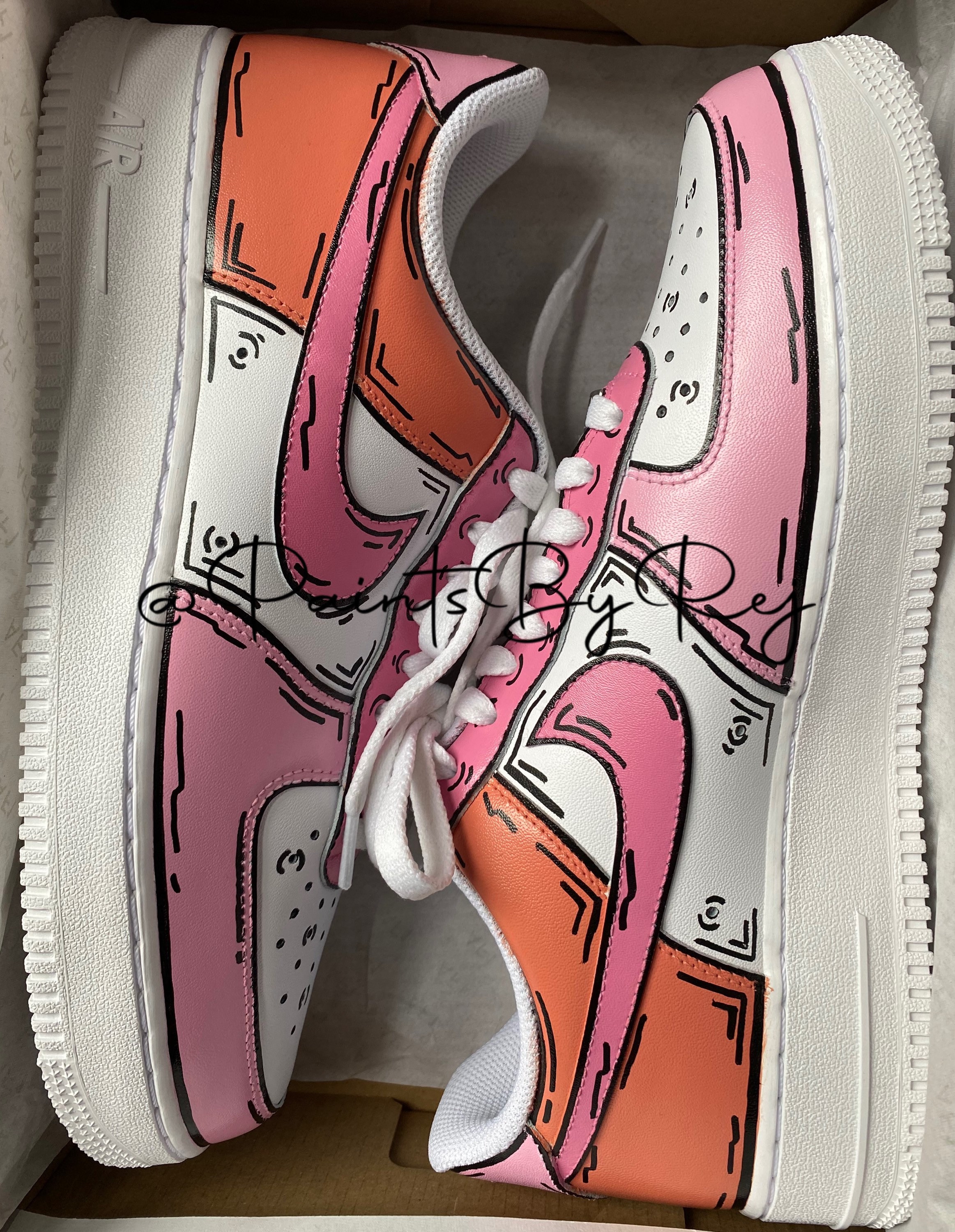 kig ind Ansøgning ansøge Nike Air Force 1 X Pink and Orange Cartoon Design air Jordan - Etsy New  Zealand