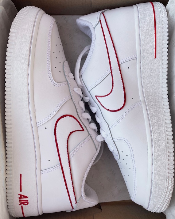 Lucht viool koolhydraat Nike Air Force 1 X rood omlijnd vinkje ontwerp Air Jordan - Etsy Nederland