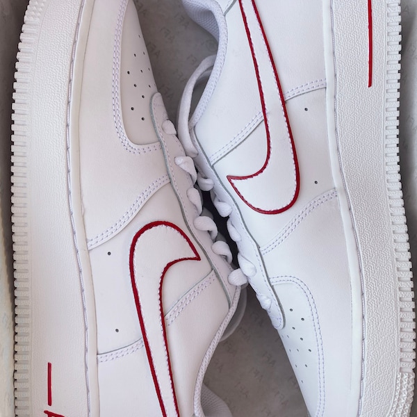 Nike Air Force 1 X Red Outline tick design- (Air Jordan 1), Custom Sneakers. Personalise to your own colours