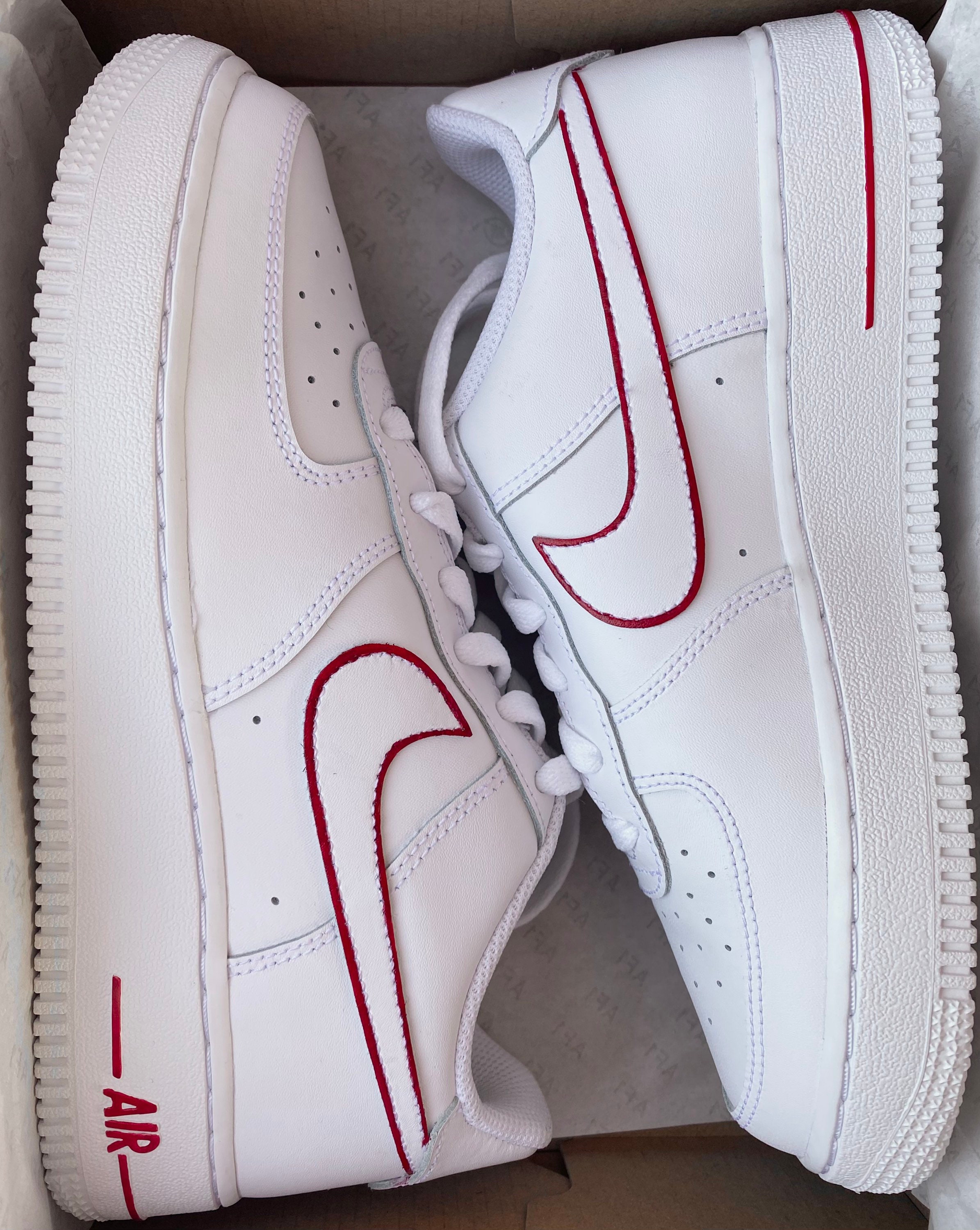 Red Outlined Nike Air Force 1red & White Nike Air Force One 