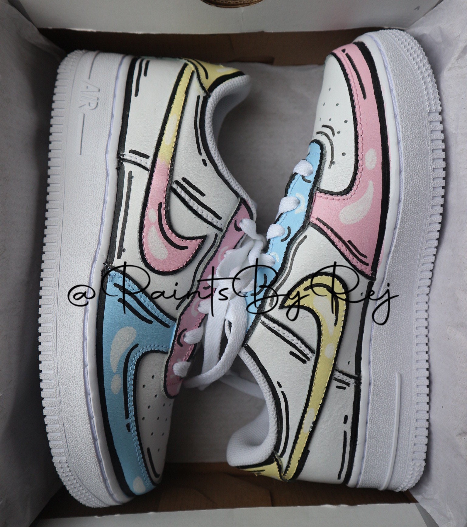 Nike Air Force 1 X Pastel pink Yellow Blue - Etsy