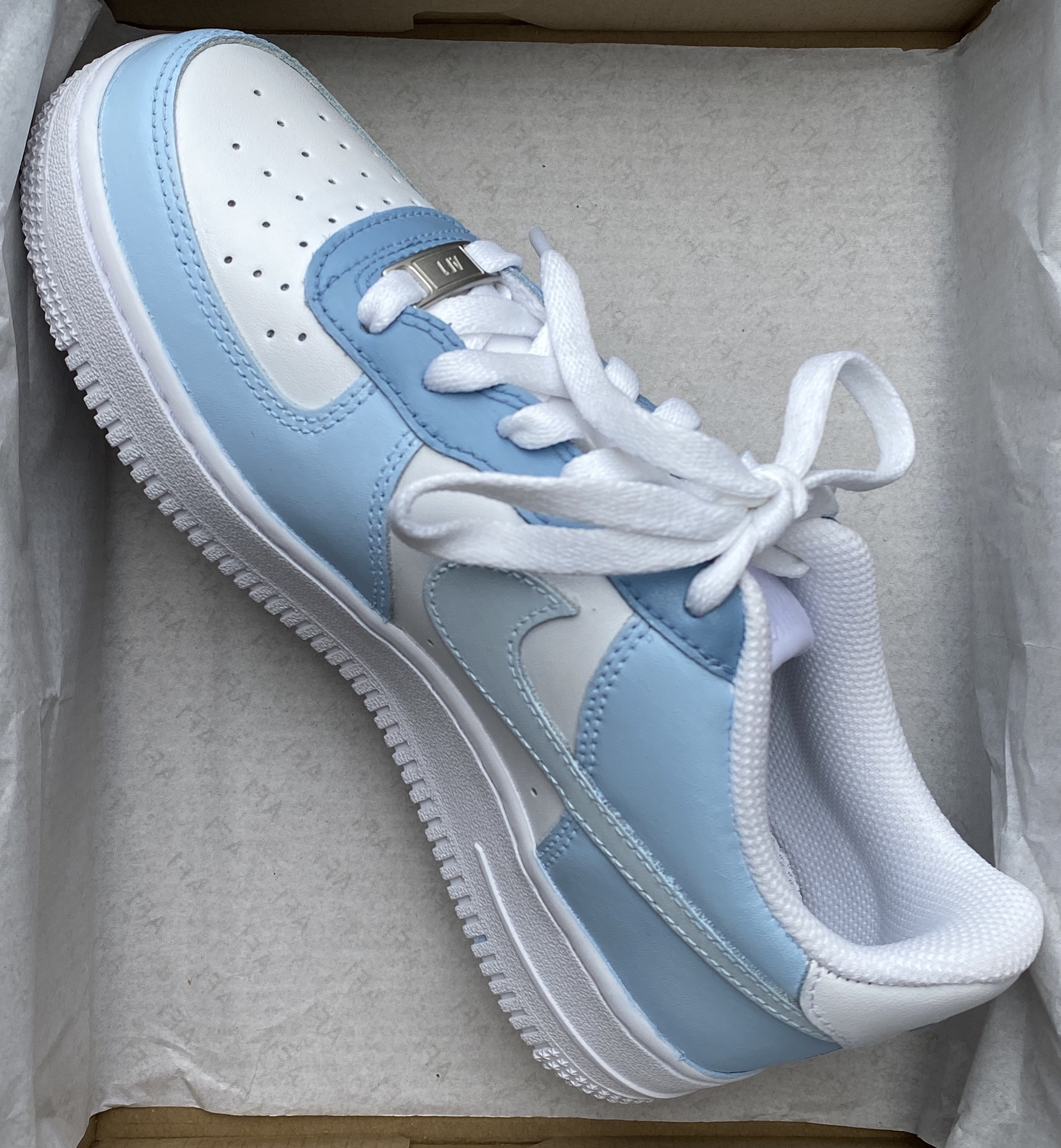 Nike Air Force 1 X Sky Blue Baby Blue Colour block design | Etsy