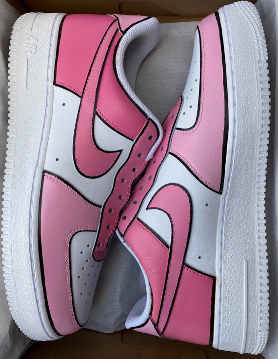Nike Air Force 1 X Pink outline kleurblok ontwerp Air Jordan - Etsy België
