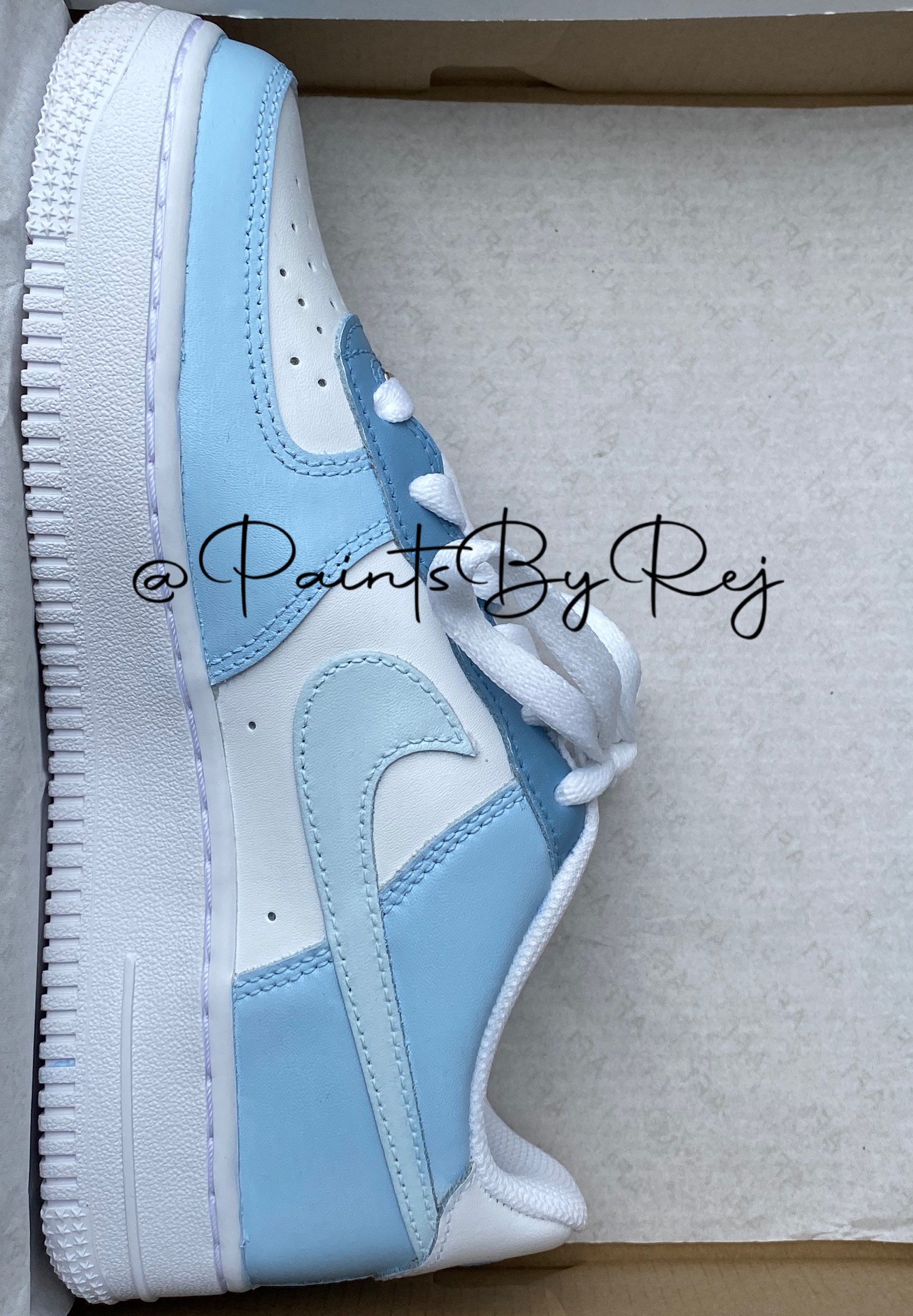 sky blue and white air force ones