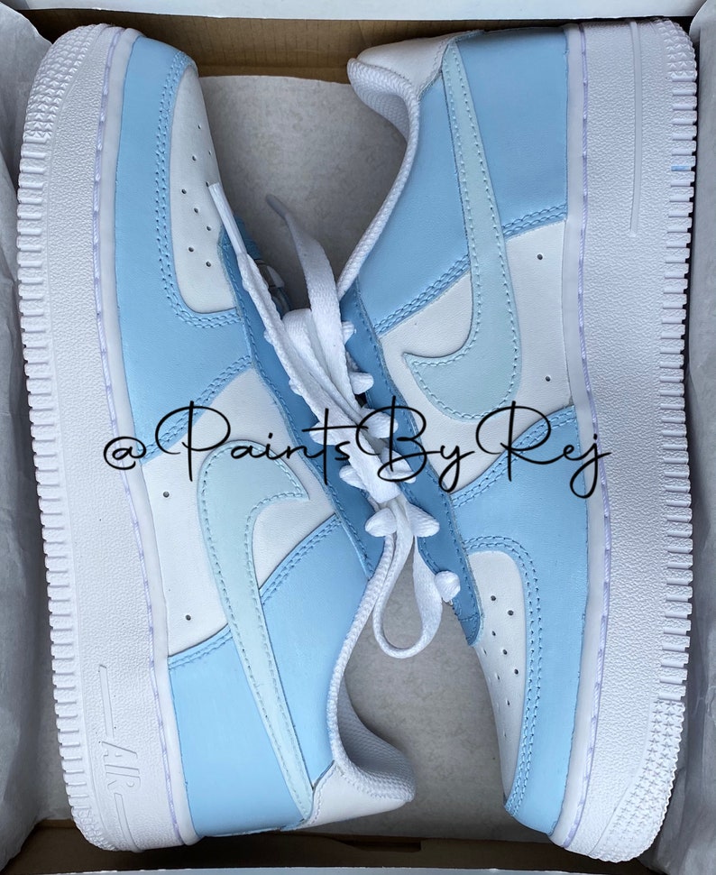 Nike Air Force 1 X Sky Blue, Baby Blue Colour block design- (Air Jordan 1), Custom Sneakers. Personalise to your own colours 