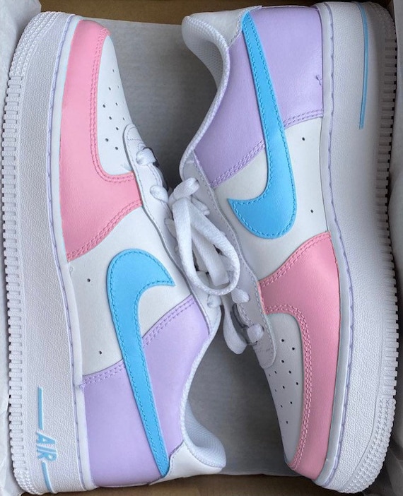 Nike Force 1 X Blauw Roze en Kleur blok ontwerp - Etsy Nederland