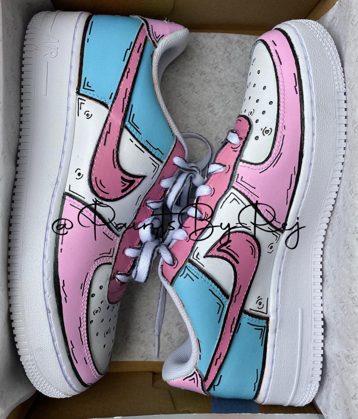 Nike Air Force X Pink and Blue Cartoon Design air Jordan - Etsy