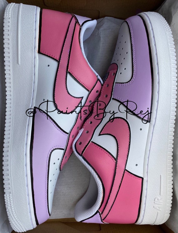 Nike Air Force X Roze paars omtrek kleurenblok ontwerp - Etsy