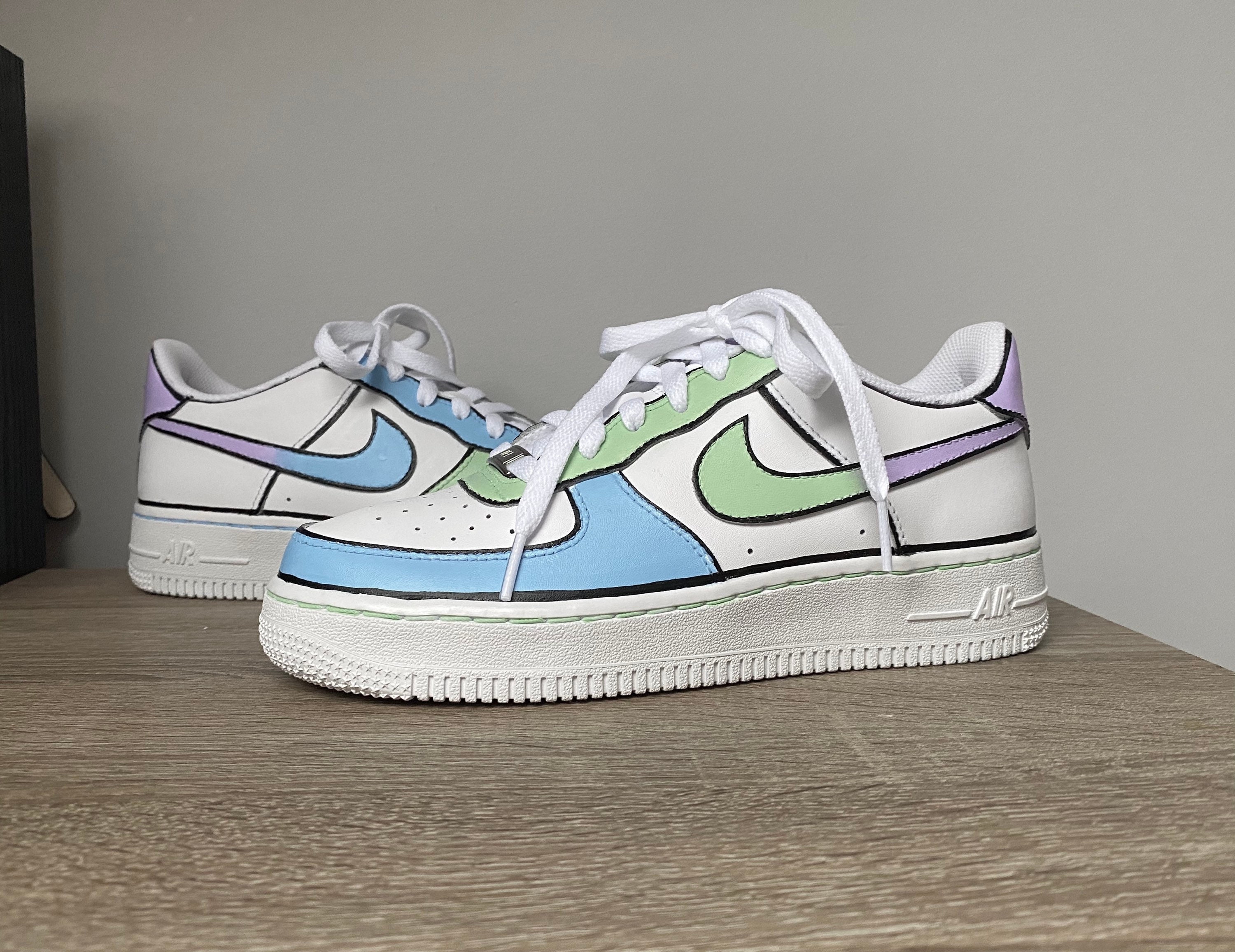 Nike Air Force 1 X Pastel Shoes With Ombré Tick On Outer Sides | Etsy