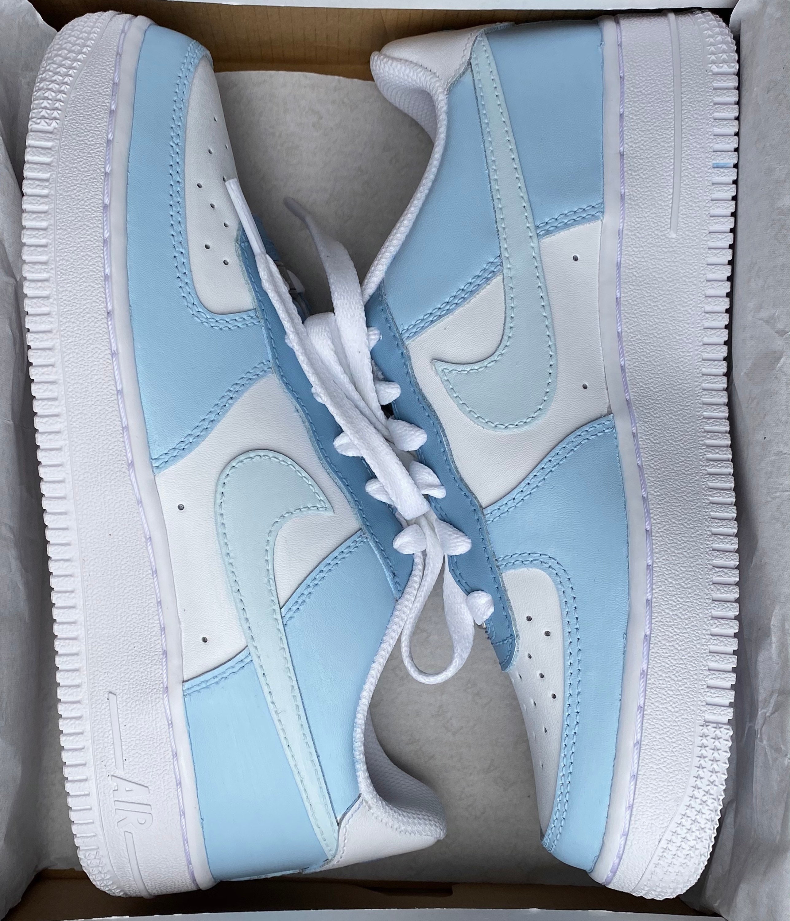 Nike Air Force 1 X Sky Blue Baby Blue Colour block design | Etsy