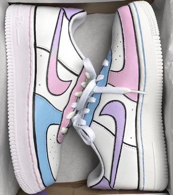 Nike Air Force 1 X Pastel Shoes With Ombré Tick on Outer Sides - Etsy  Australia