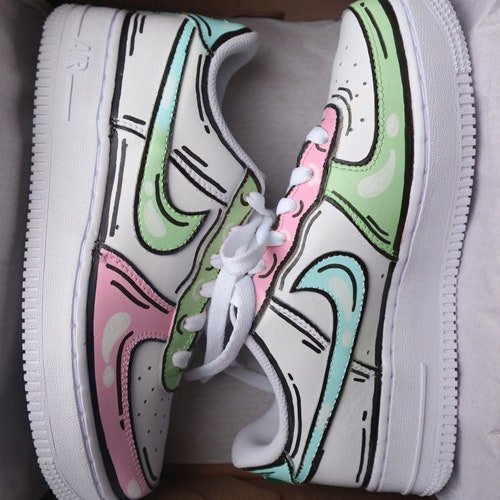 pink blue and green air force 1