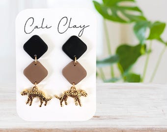 Leopard Dangle Earrings //Hypoallergenic //Statement Earrings