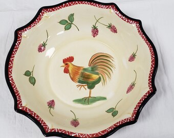 COUNTRY ROOSTER Chicken HD Designs RIMMED SOUP BOWL/s yellow red Everyday Living 