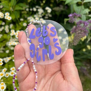 Let's Go Girls Car Mirror Charm, Perspex Vinyl Decor, Beaded Accessory (Gift)