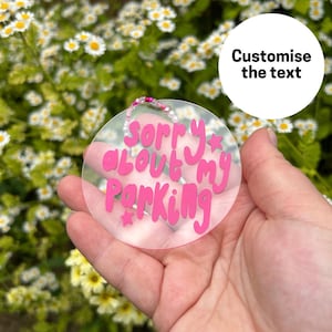 Customisable Car Mirror Charm, Funny Rear View Accessory, Vinyl Perspex Decor