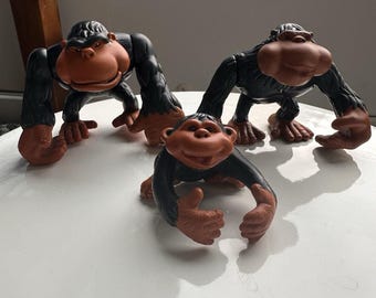Fisher Price Animal Families Gorilla Ape Monkey Set of 3 Vintage 1995 Figures
