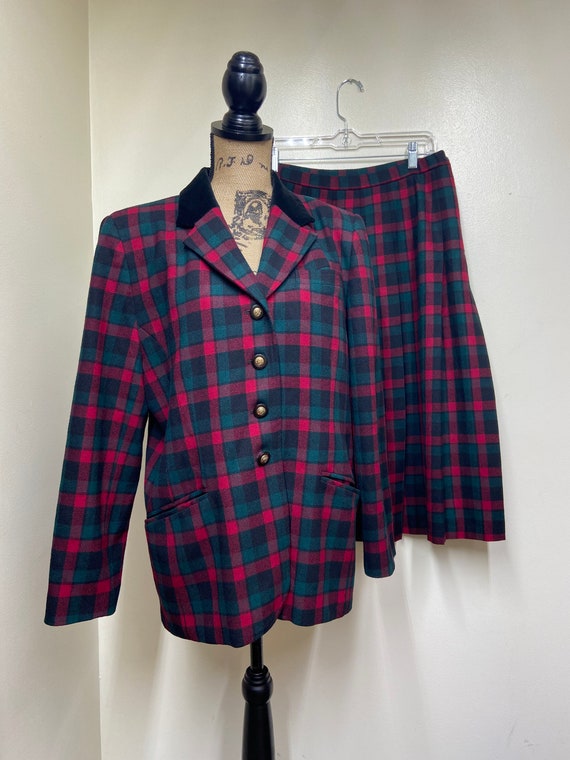 Vintage Pendleton Wool Holiday Plaid Skirt and Bla