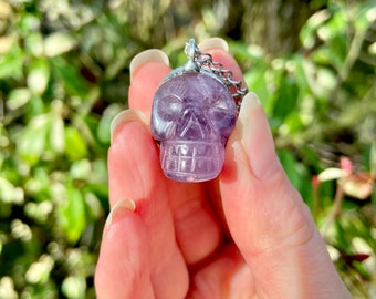 Amethyst Pendant Necklace, Skull Pendant, Crystal Necklace, Skull Necklace, Crystal Healing, Handmade Jewellery, Gemstone Jewellery