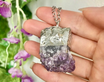 Real Amethyst Pendant Necklace, High Grade Amethyst, Ethically Sourced, Crystal Pendant, Statement Necklace, Unique Handmade Necklace, Gift