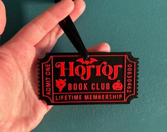 Horror Book Club Ticket Ornament, Bookish Gift