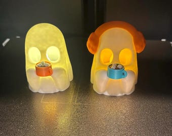 Cozy Ghost with Hot Chocolate Tea Light Holder, Ghost bookshelf decor
