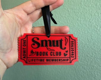 Smut Book Club Ticket Ornament, Bookish Reader Gift