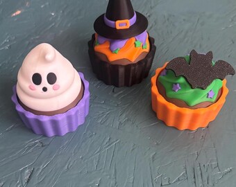 Halloween Cupcake fidget clicker, Sensory Fidget, Witch, Ghost, Bat