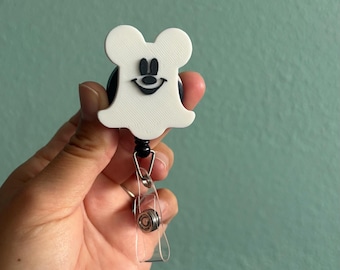 Mickey Ghost badge reel, Halloween badge