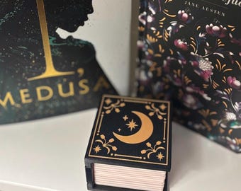 Floral Moon and Stars Hidden Storage Book Box, Bookish decor, jewelry box