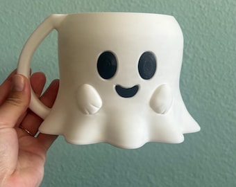 Ghost Ice Cream Pint and Spoon Holder, Winter, Halloween, Kawaii Ghost, Cozy, Ice Cream Pint Holder