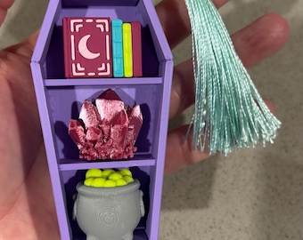 Pastel Coffin Gothic Bookshelf Fidget Clicker, Gothic Backpack Charm, bookish gift