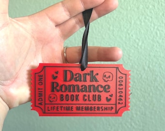 Dark Romance Book Club Ticket Ornament, Bookish Gift