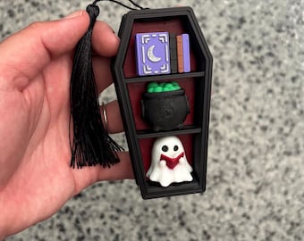 Coffin Gothic Bookshelf Fidget Clicker, Gothic Backpack Charm, bookish gift