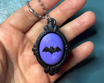 Bat Vintage Frame Halloween Fidget Clicker Keychain, Victorian Bag Charm