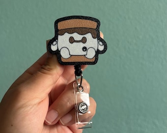 Baymax S’mores badge reel, kawaii badge