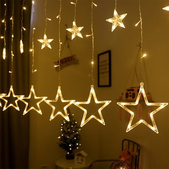 138LEDs Star Shaped Fairy Curtain String Light Warm Wedding Outdoor Christmas AU 