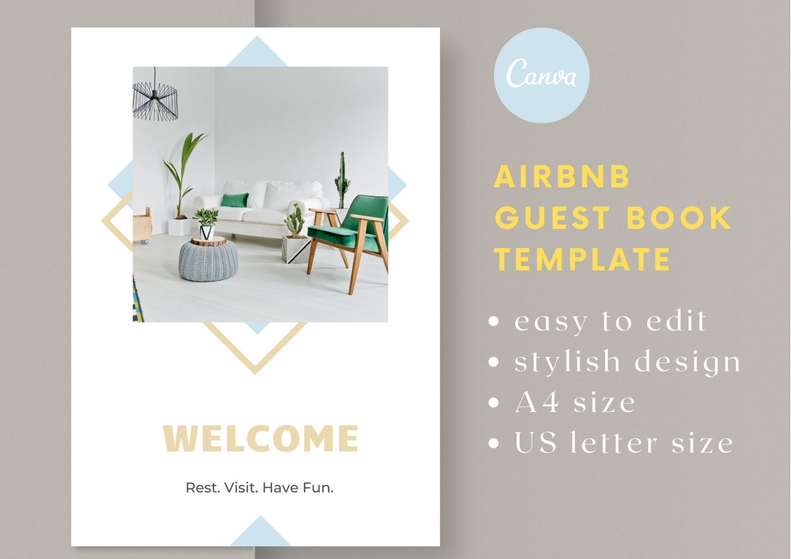 Airbnb GUEST BOOK Canva Template. Airbnb Etsy