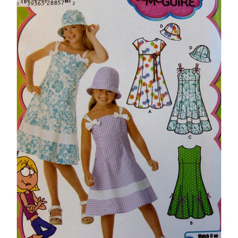 Simplicity 4721 UNCUT Size 3 4 5 6 Empire Waist Sleeveless Short Sleeves Straps Girls Fit and Flare Dress Pattern Sundress Jewel Neck